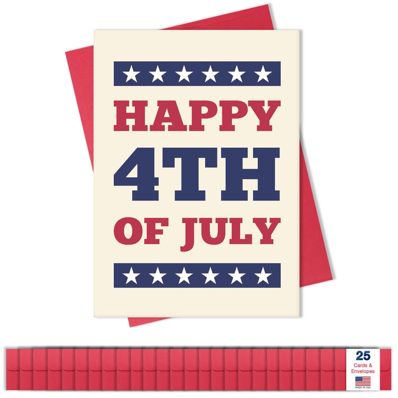CEO Cards Independence Day Cards for Family & Business (Sparkler & Flag) Happy 4th of July Bulk Greeting Card Set Pack of 25 with Red Envelopes (5x7 inch - A7) Office, Work, Employees & Clients (JF1505) - Image 1